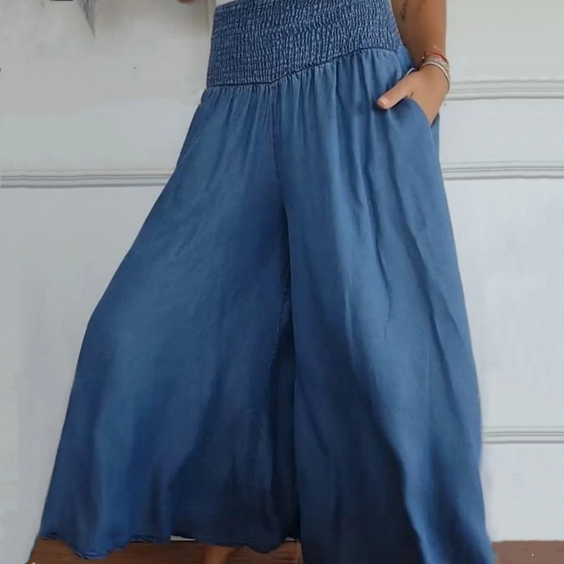 Pravina™ - Jean Femme Taille Haute à Jambes Larges