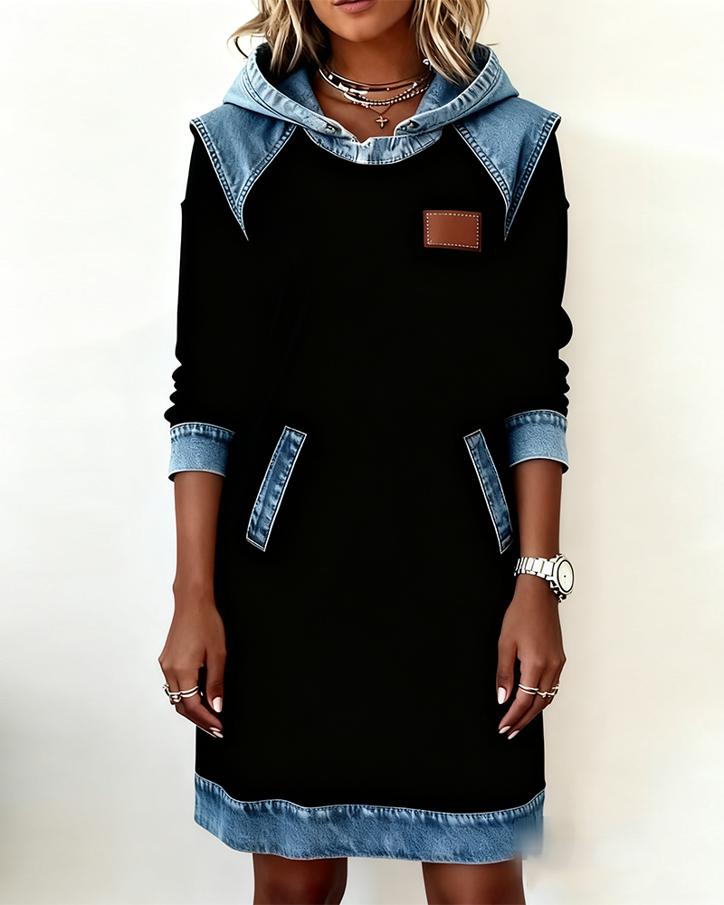 Lunariae™ - Robe casual à capuche style contrasté
