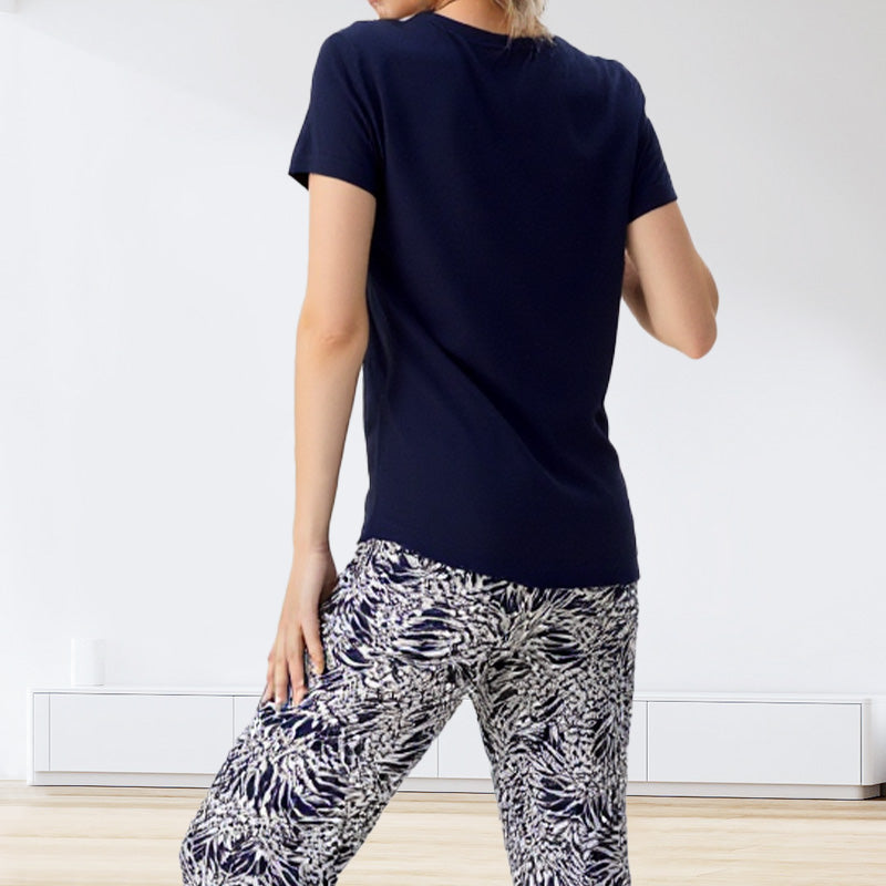 Ixoria™ - Ensemble femme coton décontracté avec pantalon imprimé fluide