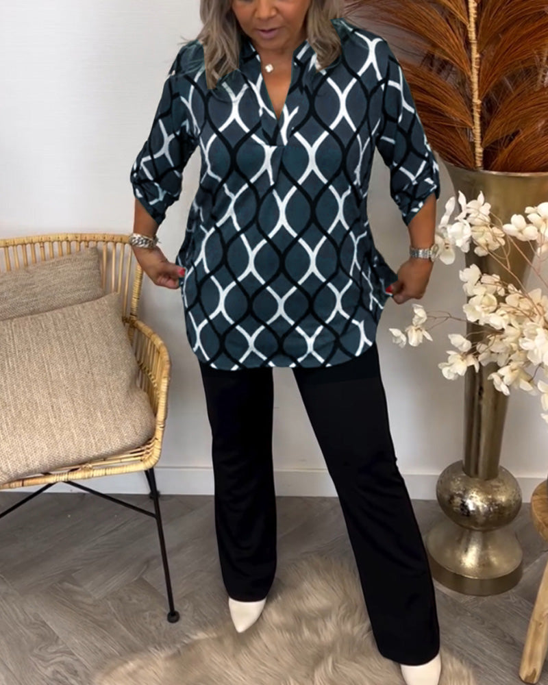 Florina™ - Blouse Décontractée à Manches Longues et Motif Élégant