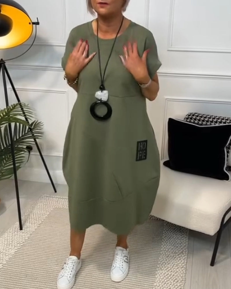 Marie™ - Robe Décontractée à Manches Courtes avec Imprimé Lettre pour Femme