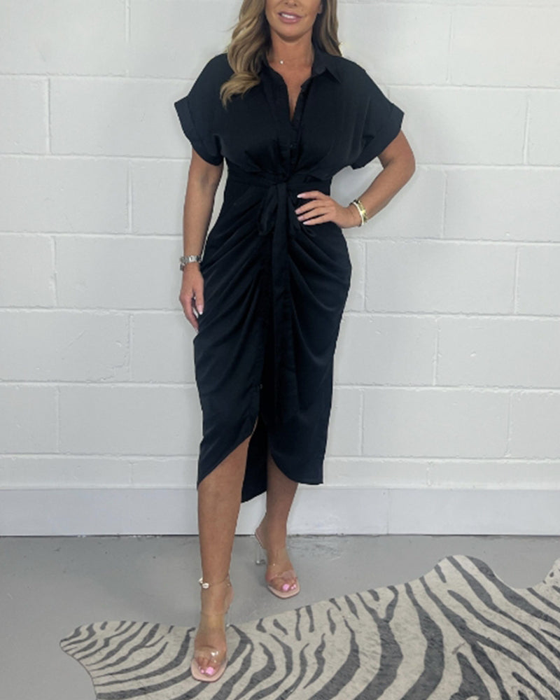 Marit™ - Robe Plissée Élégante avec Col Chemise