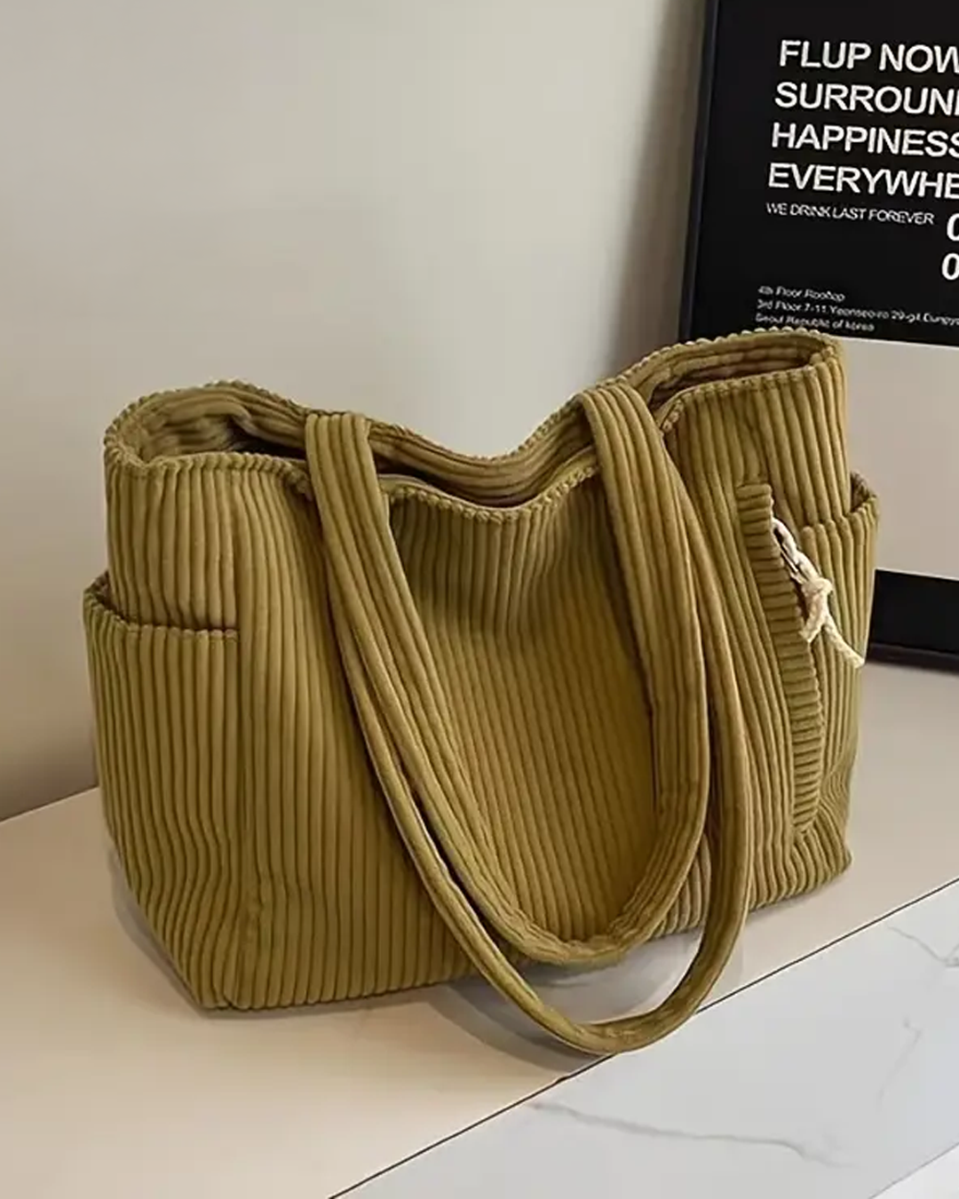 Gisara™ - Sac fourre-tout côtelé avec détail en corde