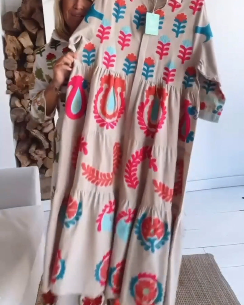Gracina™ - Robe Imprimé Floral Graphique