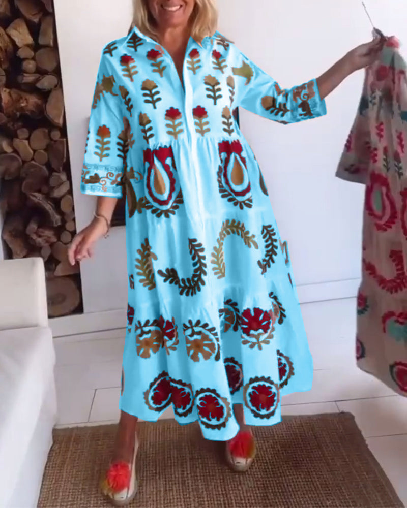 Gracina™ - Robe Imprimé Floral Graphique