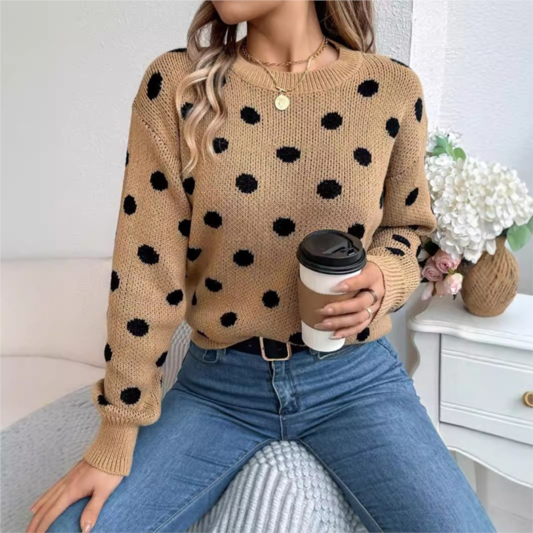 Maud™ - Pull Tricoté à Pois Élégant et Confortable