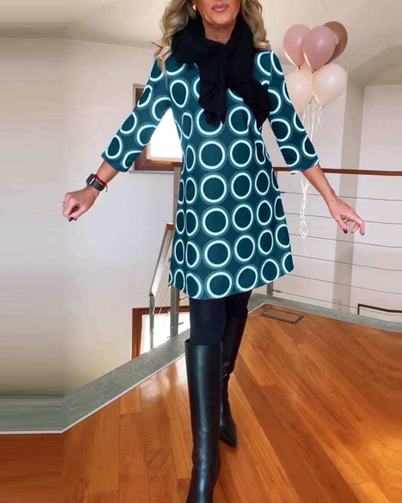 Eugénie™ - Robe Imprimée Élégance Automnale