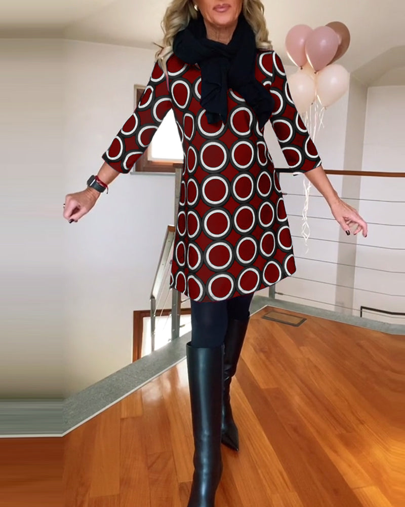 Eugénie™ - Robe Imprimée Élégance Automnale