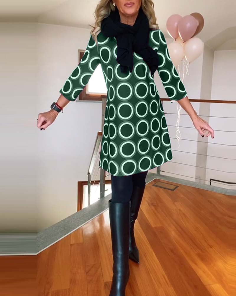 Eugénie™ - Robe Imprimée Élégance Automnale