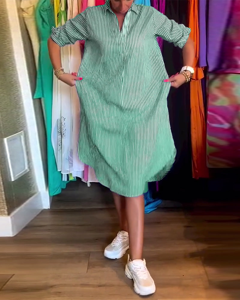 Cato™ - Robe Chemise Rayée à Col Revers