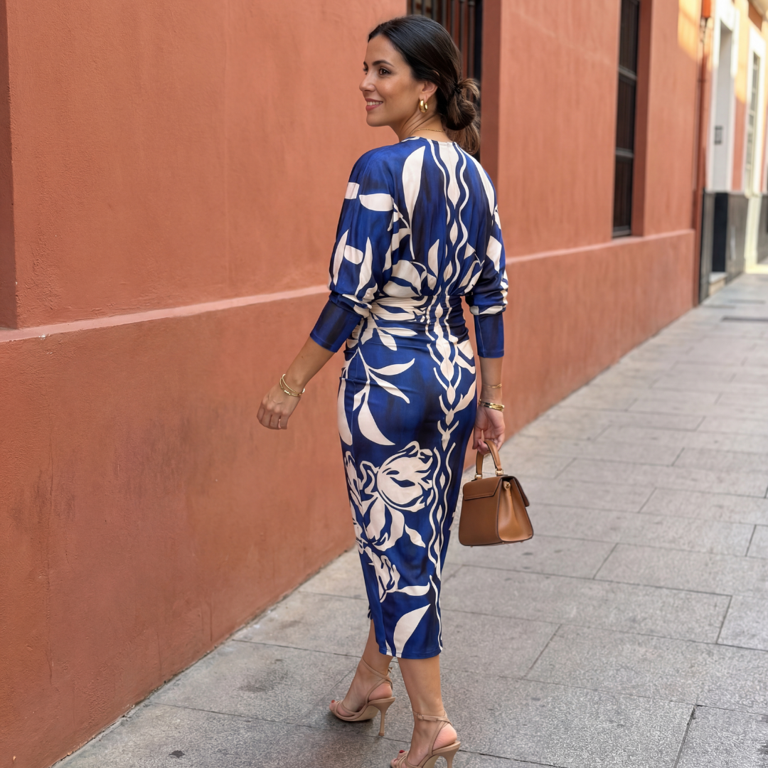 Isadora™ - Robe Maxi Femme Fluide Décolleté V Coupe Croisée Taille Ajustée Élégante