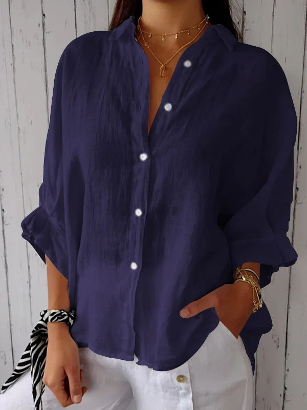 Delphira™ - Chemise en coton et lin nouée dans le dos