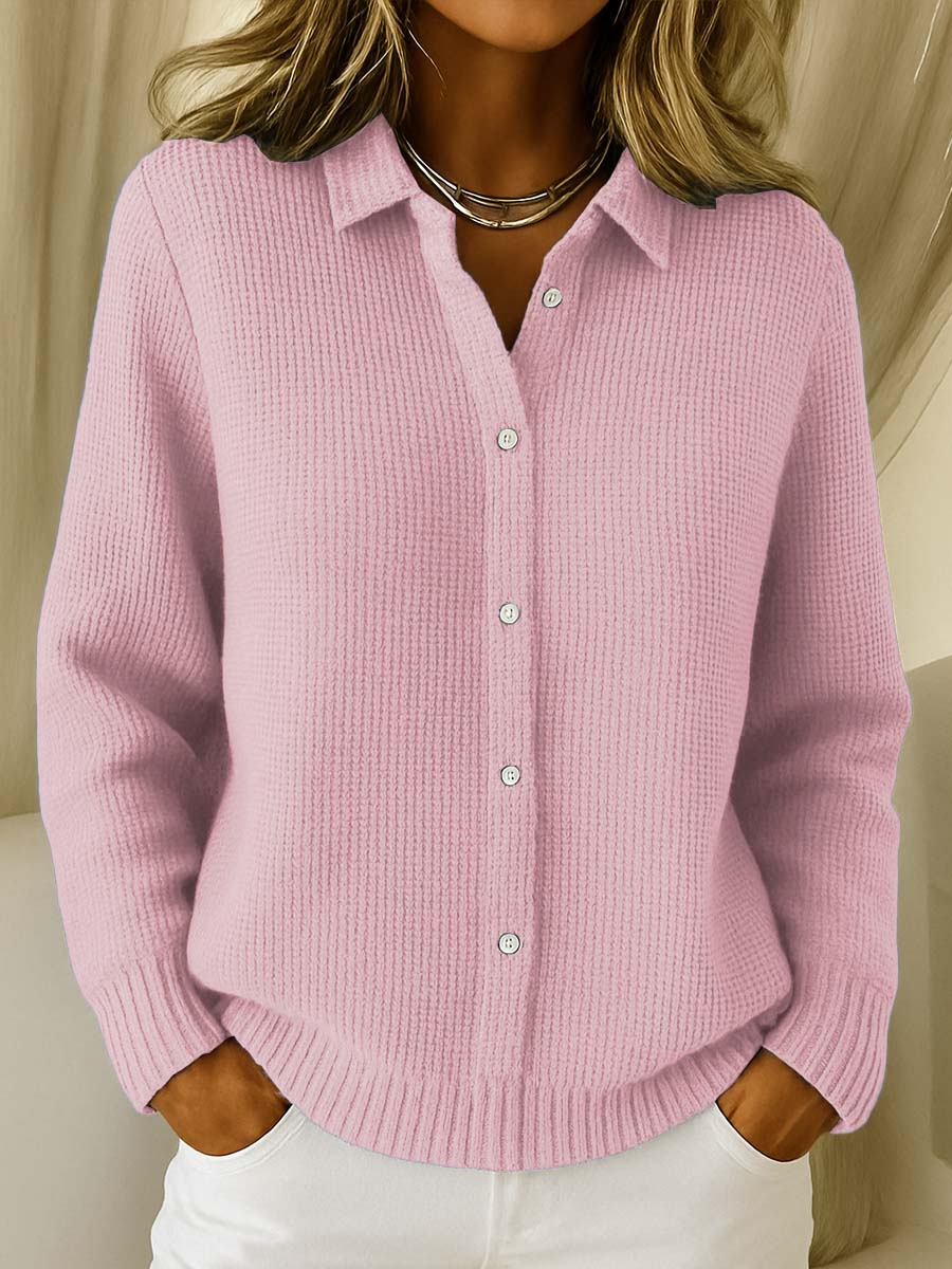 Rhosalyn™ - Cardigan Chic à Col Chemise et Manches Longues