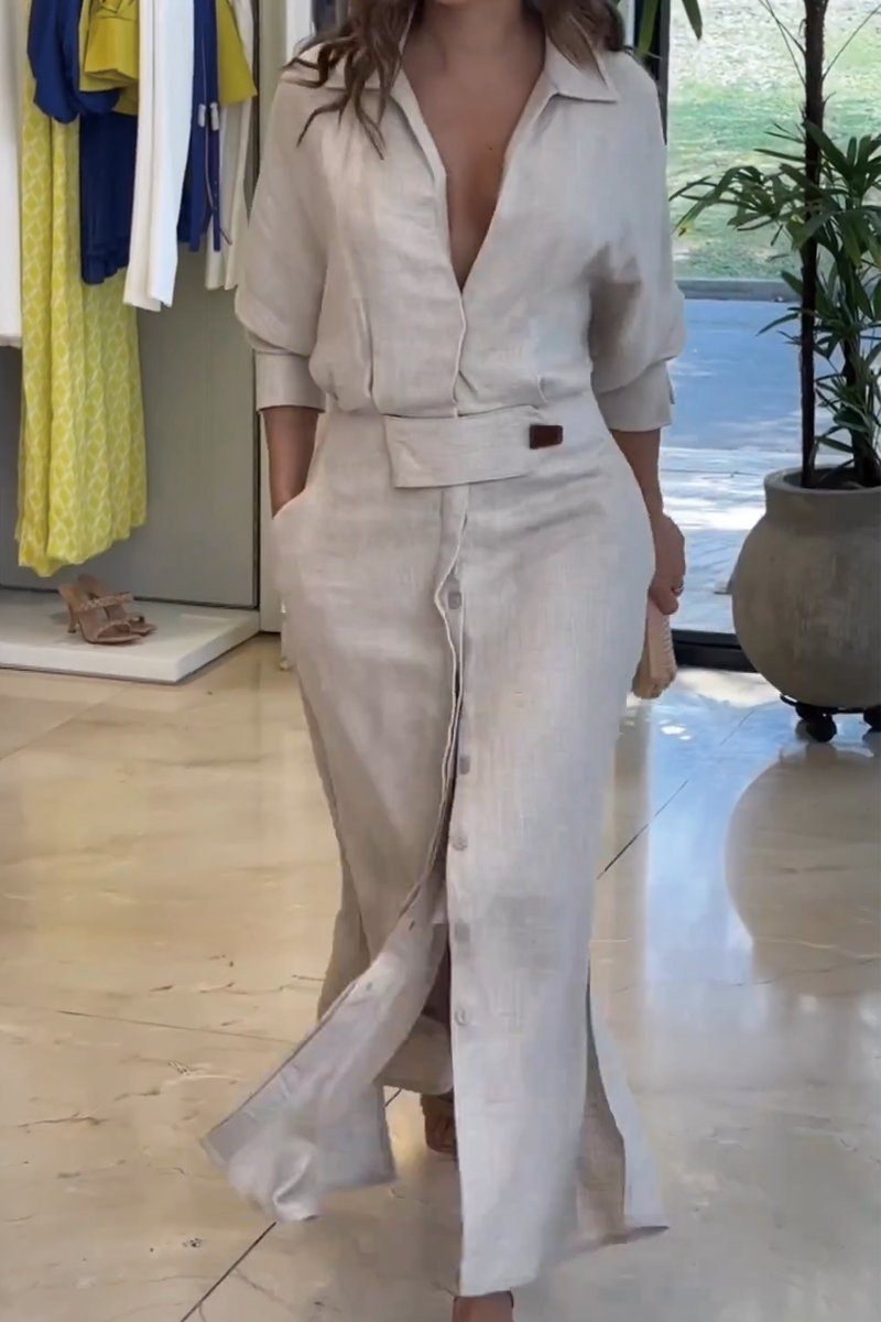 Jasindra™ - Robe Maxi Fluide en Coton et Lin