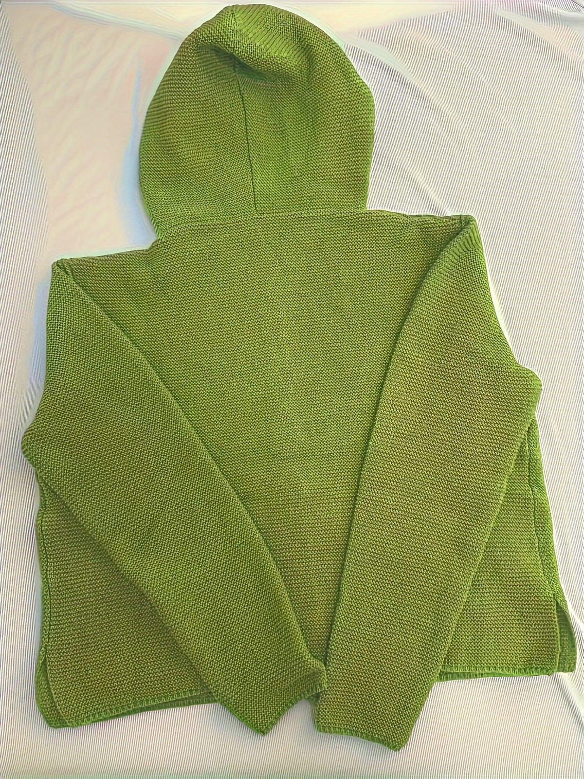 Maëline - Cardigan femme en grosse maille à capuche et boutons