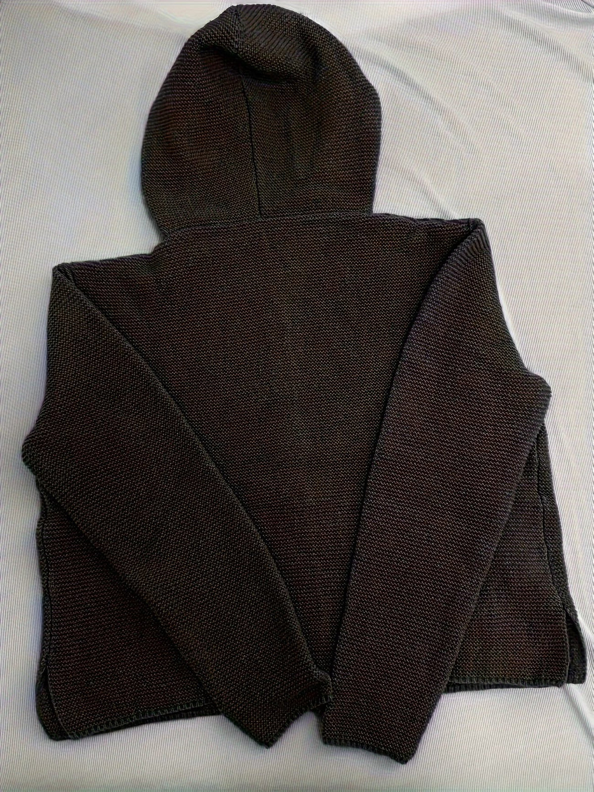 Maëline - Cardigan femme en grosse maille à capuche et boutons