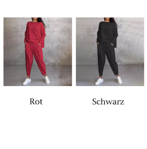 Ophélie™ - Manches longues avec col rond & Pantalon Ensemble 2 pièces