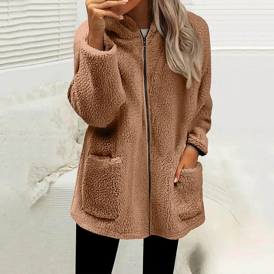 Stien - Gilet en maille femme à col montant zippé et boutons décoratifs