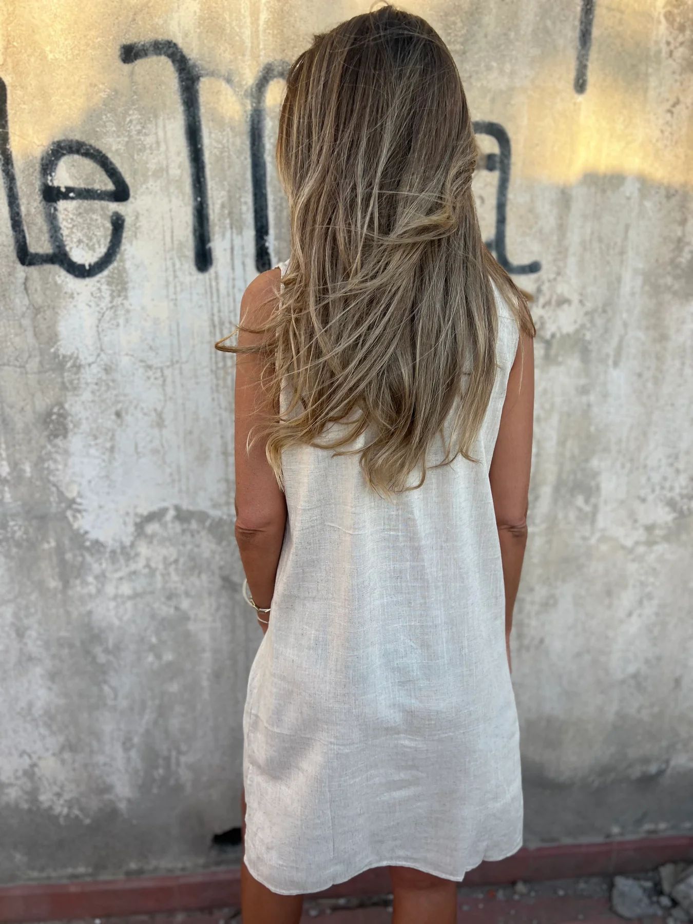 Nerelle™ - Robe Décontractée en Coton et Lin avec Col en V et Poche Latérale