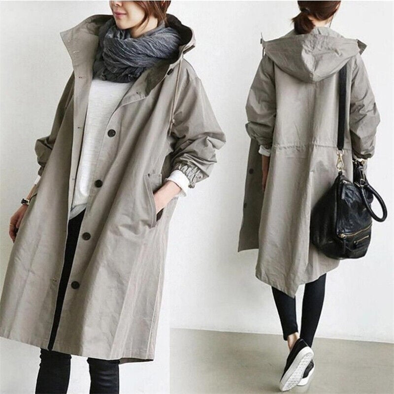Henriette™ - Cardigan long femme élégant à col et poches