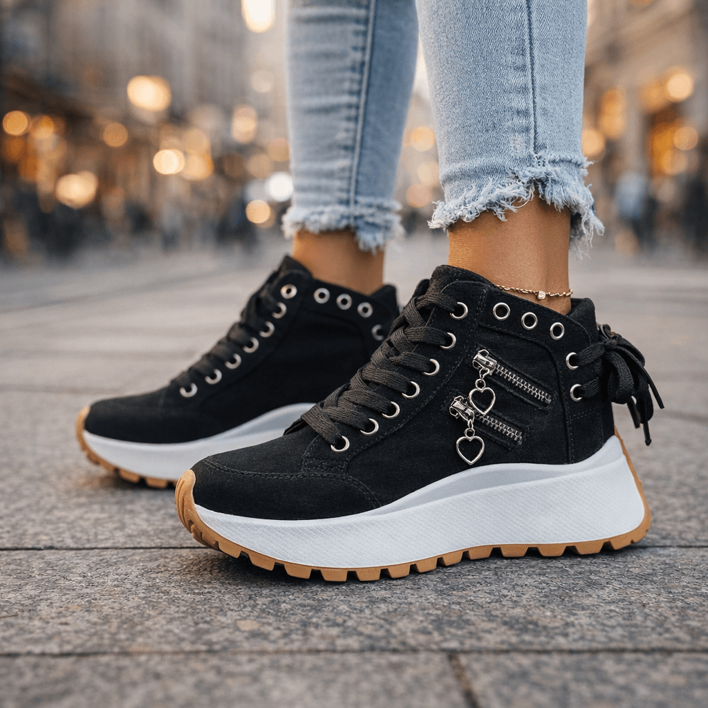 Jasmyra™ - Baskets plateforme femme denim bleu style chunky moderne