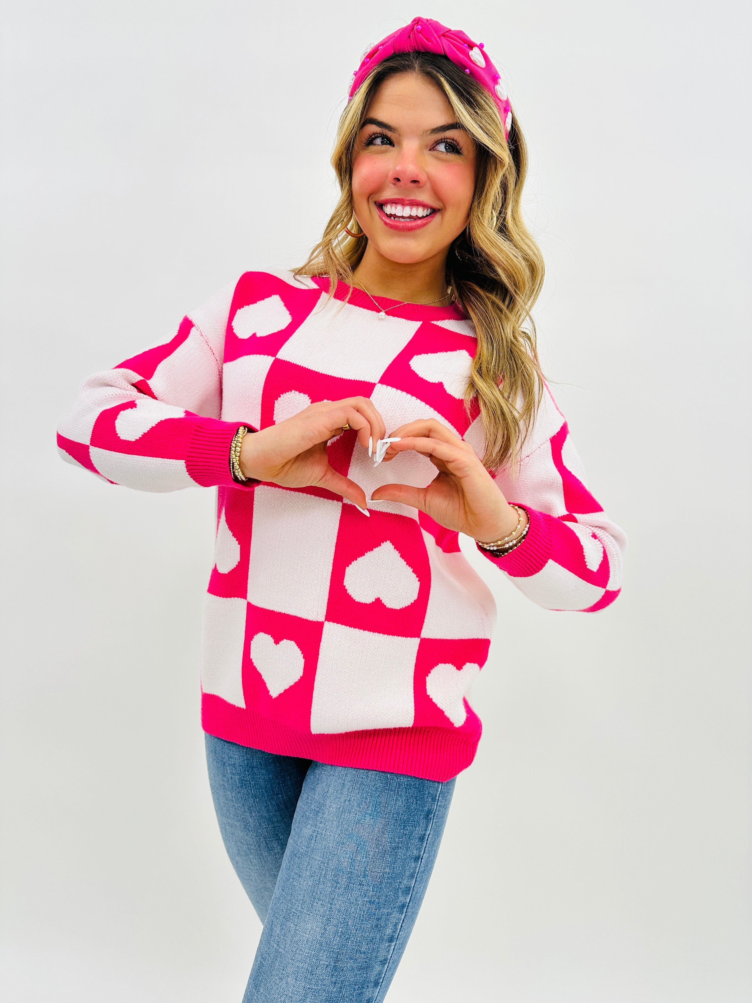 Ottilie™ - Pull Saint-Valentin à Cœurs Carreaux