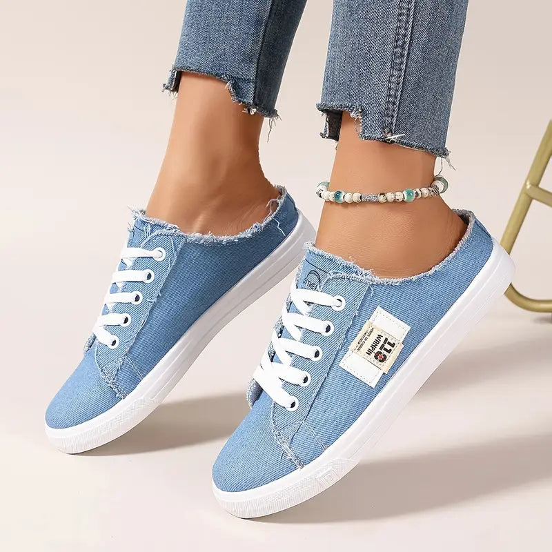 Cyrelia™ - Chaussures en toile lacées plates tendance et confortables qui vont avec tout