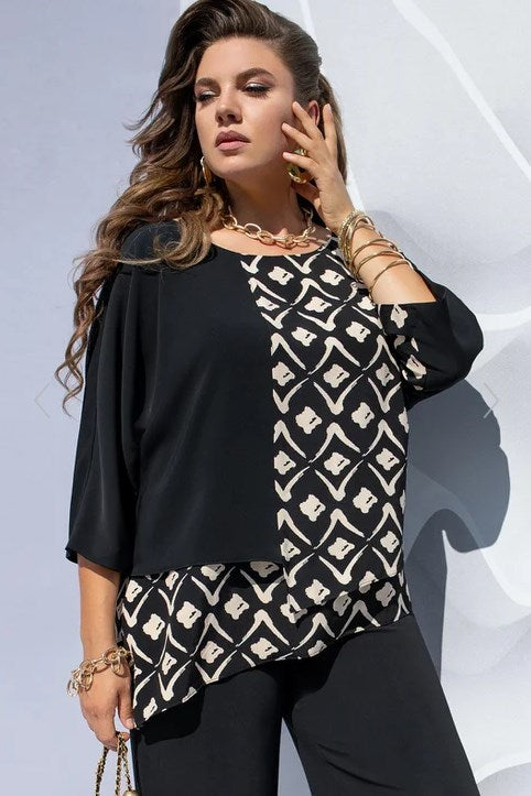 Evaria™ - Chemise Élégante à Col Rond pour Femme