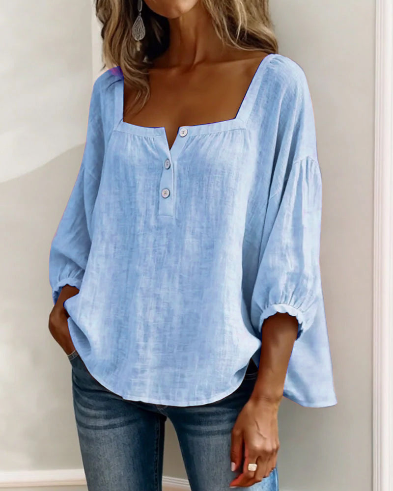 Glyressa™ - Blouse Femme Élégante à Col Carré