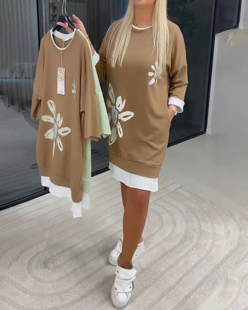 Ravessa™ - Robe Décontractée Style Sweat À Motif Floral