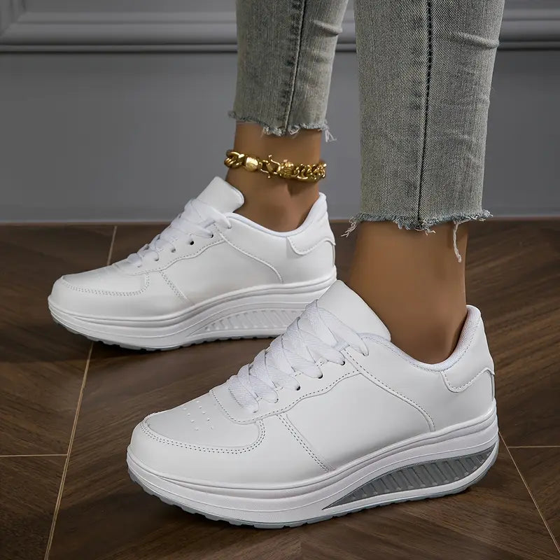 Brelina™ - Baskets femme plateforme lacets cuir synthétique confort quotidien