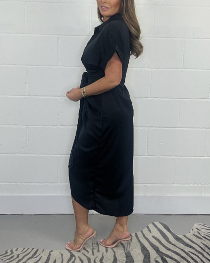 Marit™ - Robe Plissée Élégante avec Col Chemise
