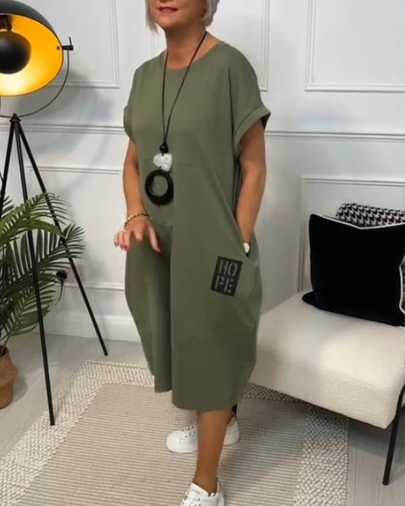 Marie™ - Robe Décontractée à Manches Courtes avec Imprimé Lettre pour Femme
