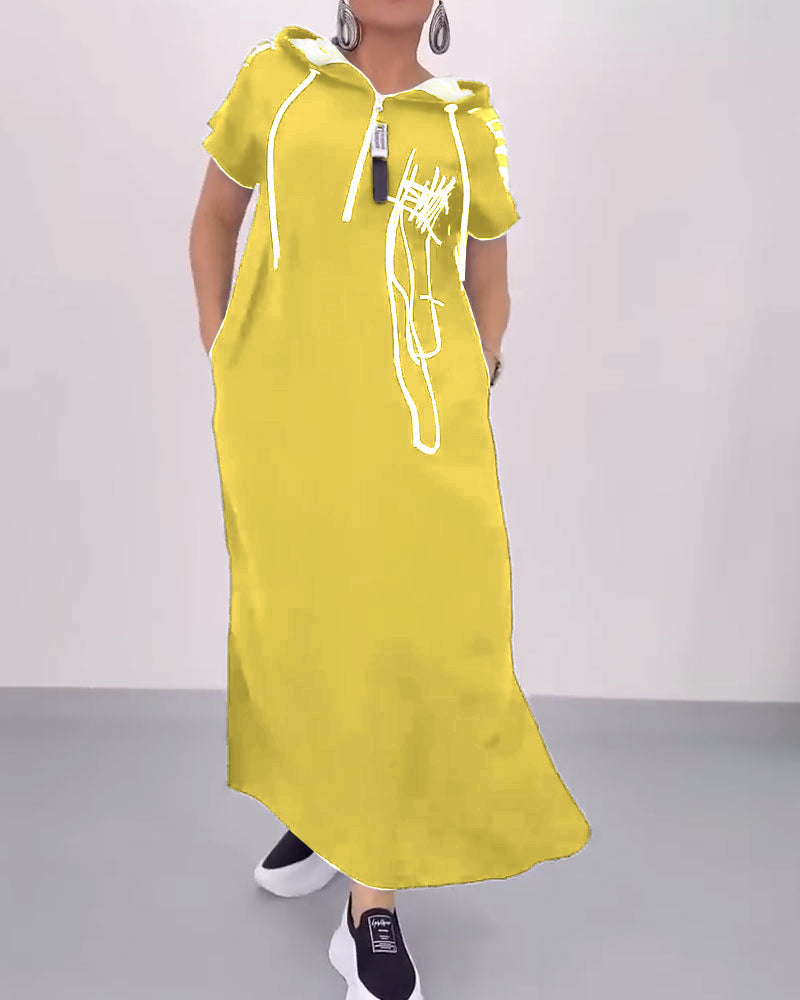 Ilana™ - Robe Maxi à Contrastes et Fermeture Éclair