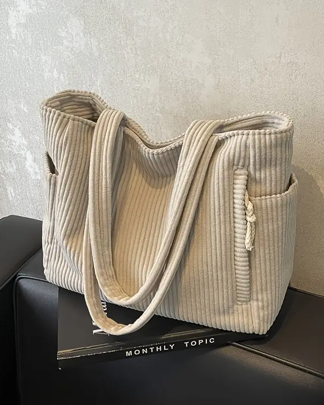 Gisara™ - Sac fourre-tout côtelé avec détail en corde