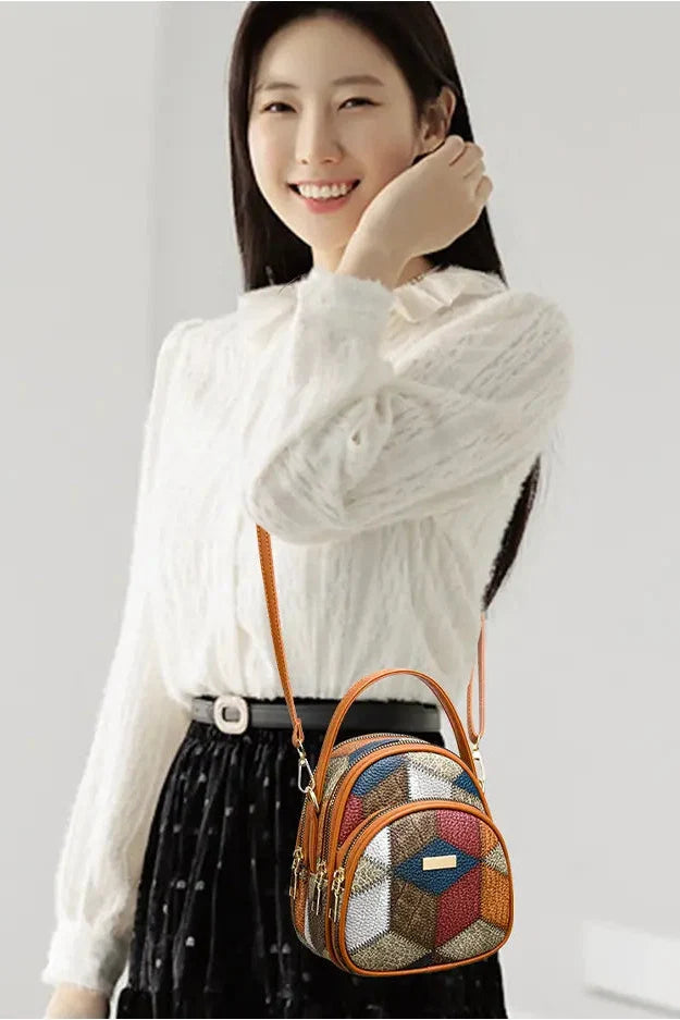 Veerle - Sac femme patchwork en PU avec bandoulière