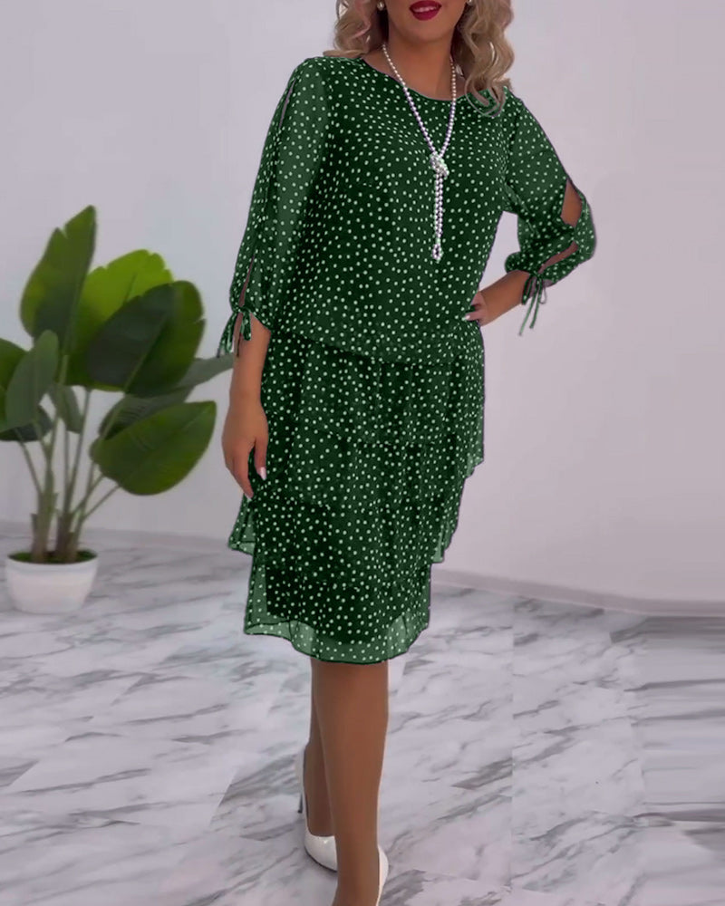 Fallon - Robe femme à pois avec manches en dentelle