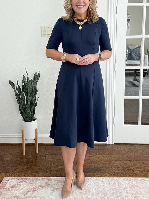 Quirinae™ - Robe Midi Élégante À Coupe Évasée Et Manches