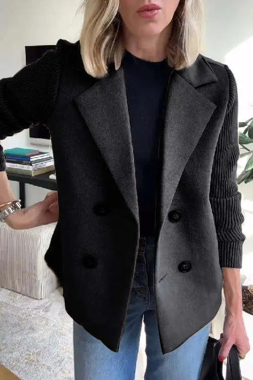 Augustine™ - Manteau Décontracté à Col avec Manches Patchwork
