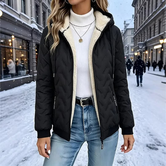 Pieternel - Veste polaire à capuche avec doublure chaude et poches pour femme
