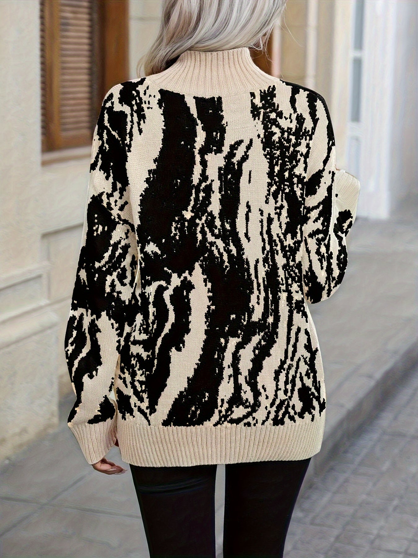 Nicole™ - Pull Col Montant Bicolore Élégant