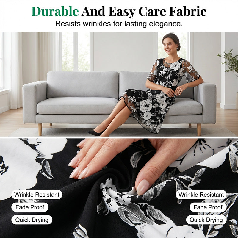 Loryxa™ - Robe femme chiffon floral élégante coupe fluide soirée