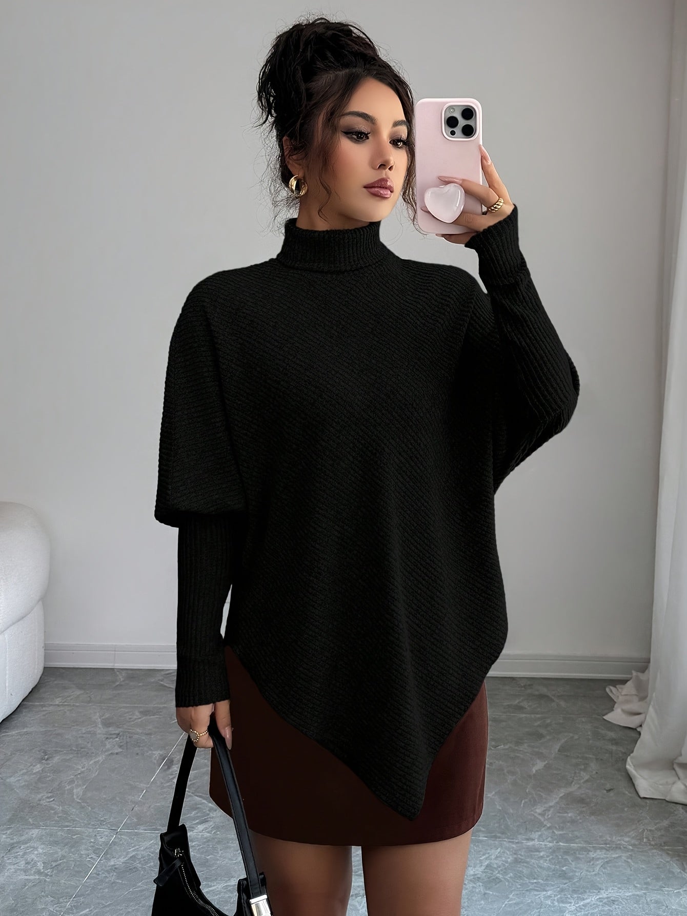 Ilyssa™ - Pull Asymétrique Col Montant Élégance Moderne