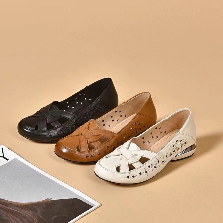 Kavrine™ - Chaussures Plates Femme Cuir Découpé Élégant Slip-On
