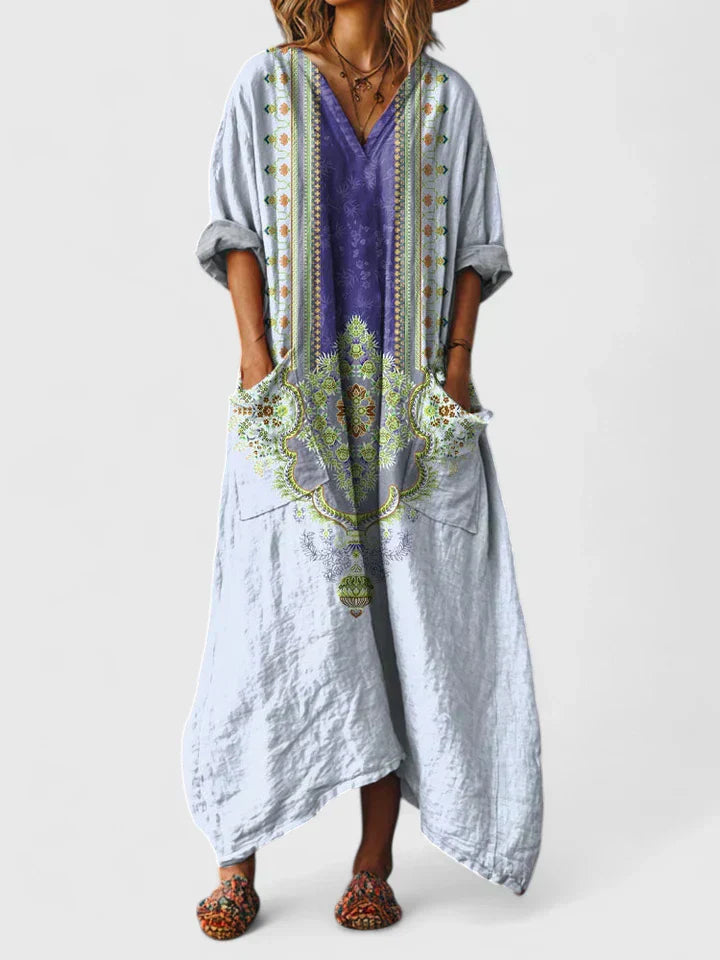 Grazelle™ - Robe Longue Fluide Imprimée Style Bohème Élégant