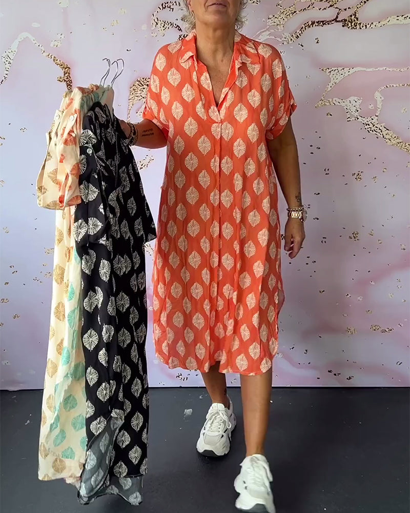 Davina™ - Robe Chemise Ample à Manches Courtes