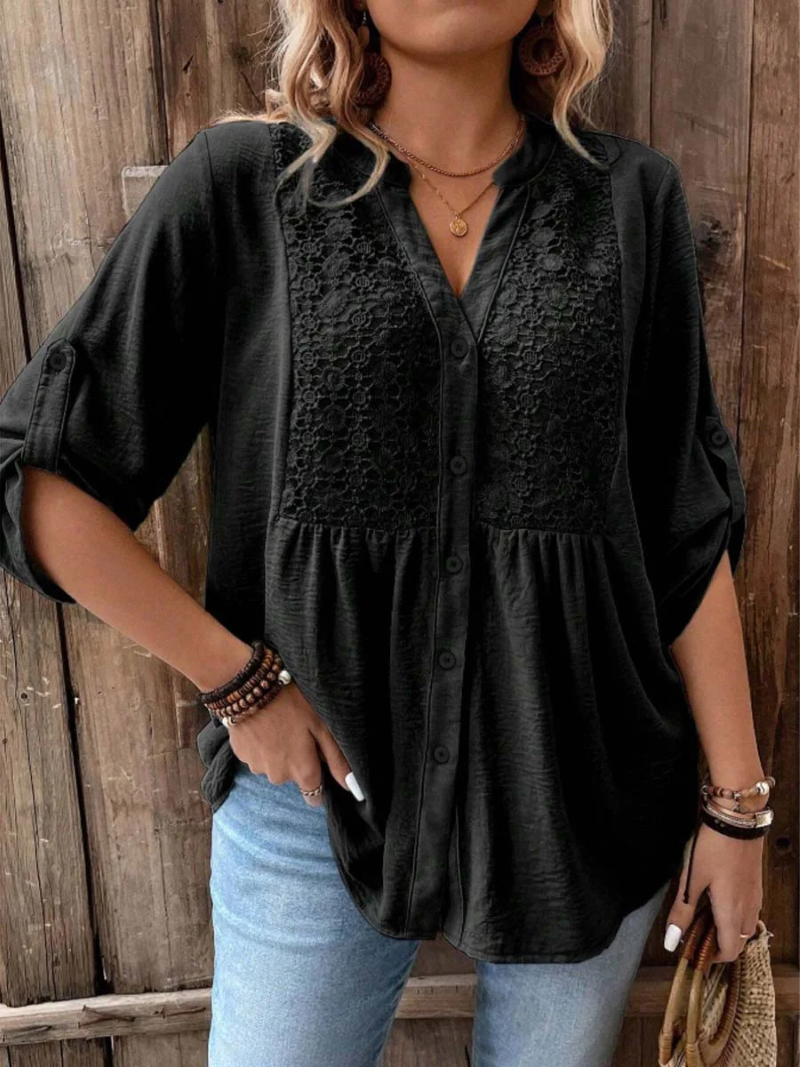 Hylora™ - Blouse Élégante à Décolleté V avec Boutons