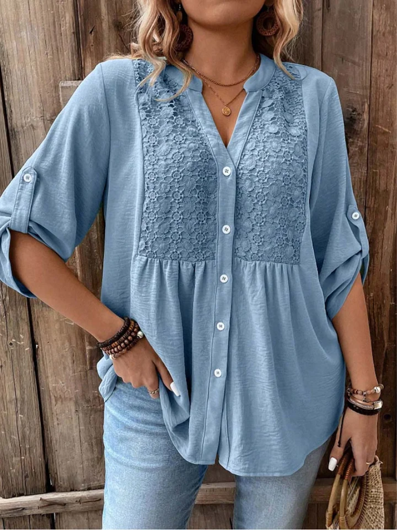 Hylora™ - Blouse Élégante à Décolleté V avec Boutons