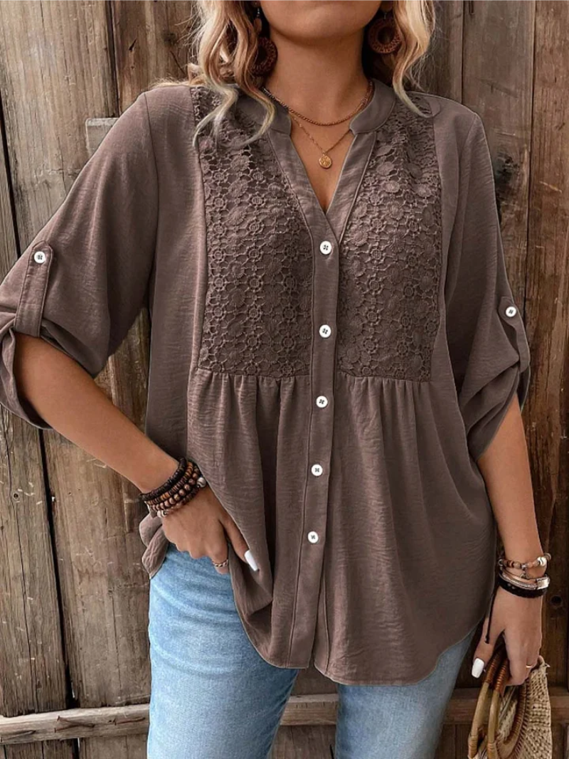 Hylora™ - Blouse Élégante à Décolleté V avec Boutons