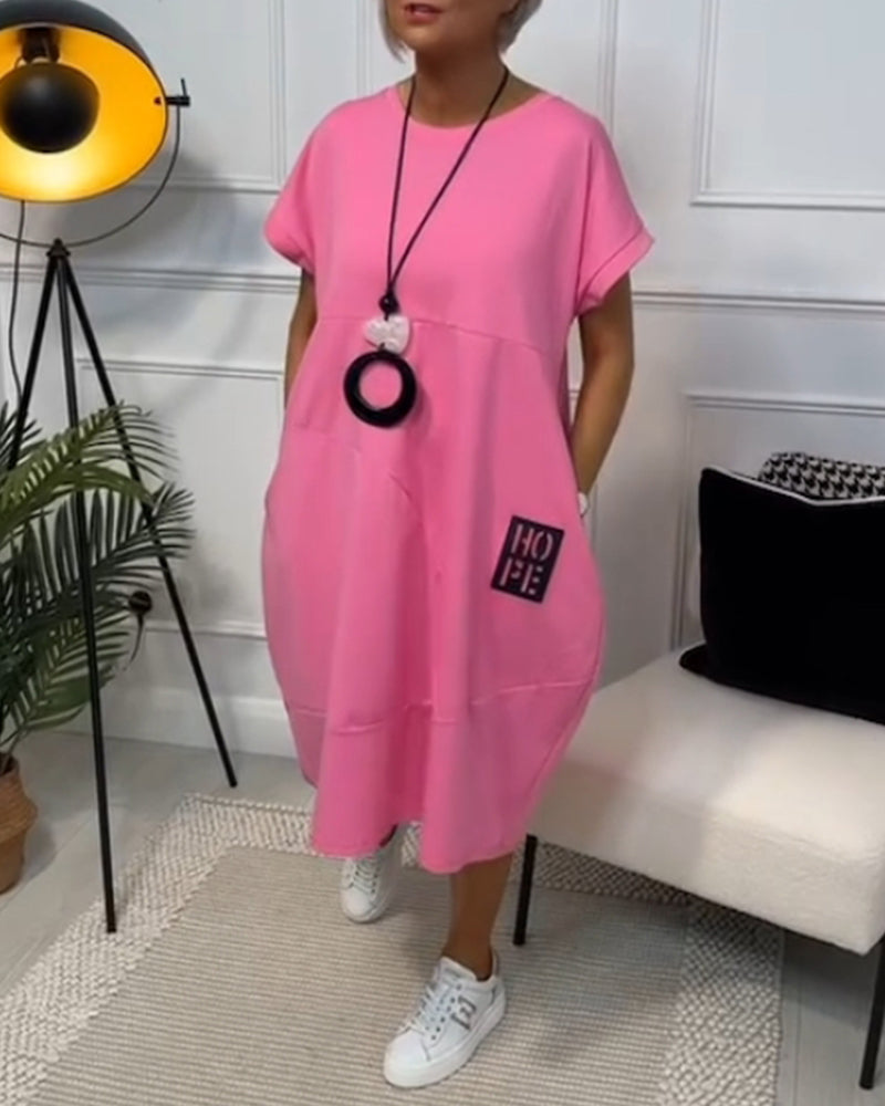 Marie™ - Robe Décontractée à Manches Courtes avec Imprimé Lettre pour Femme